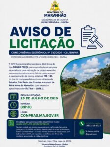 MA-138: Governo do Estado lança edital de licitação para asfaltamento da estrada entre Estreito e São Pedro dos Crentes